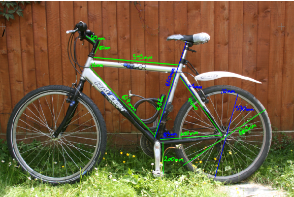Left side view of bike with measurements